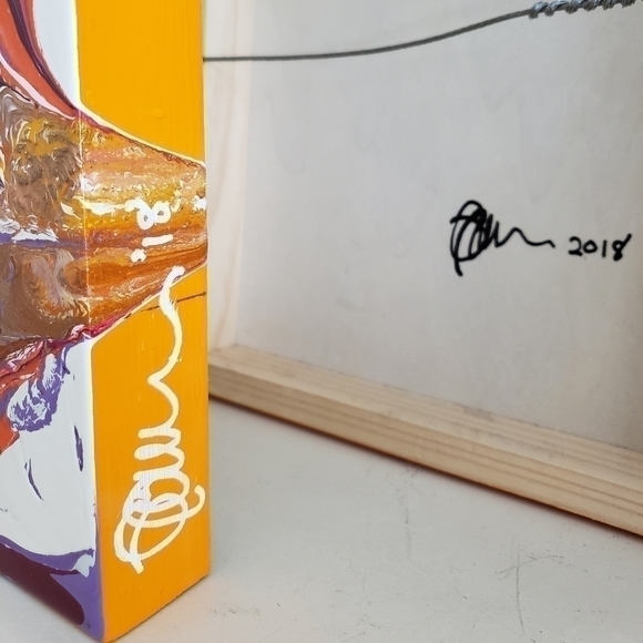 Fluid Art Acrylic Paintings Wooden Panel 20L x 10H x 1.5W - Picture 3 of 8